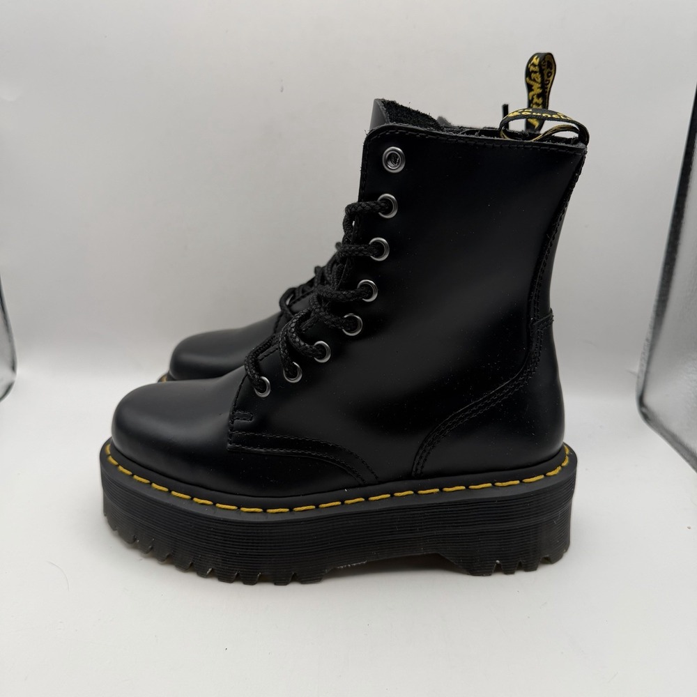 Dr. Martens Jadon Platform Leather Women's Boot - Black Polished Smooth, Size: 5
